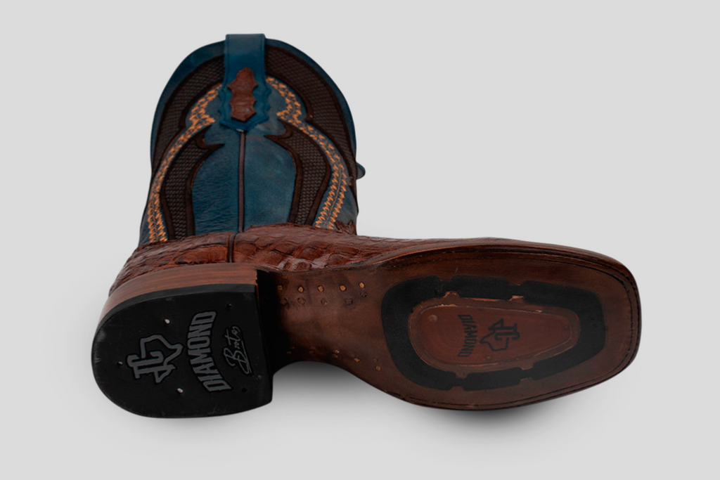 Ranger Caiman Hornback Boots - Brown- Square Toe