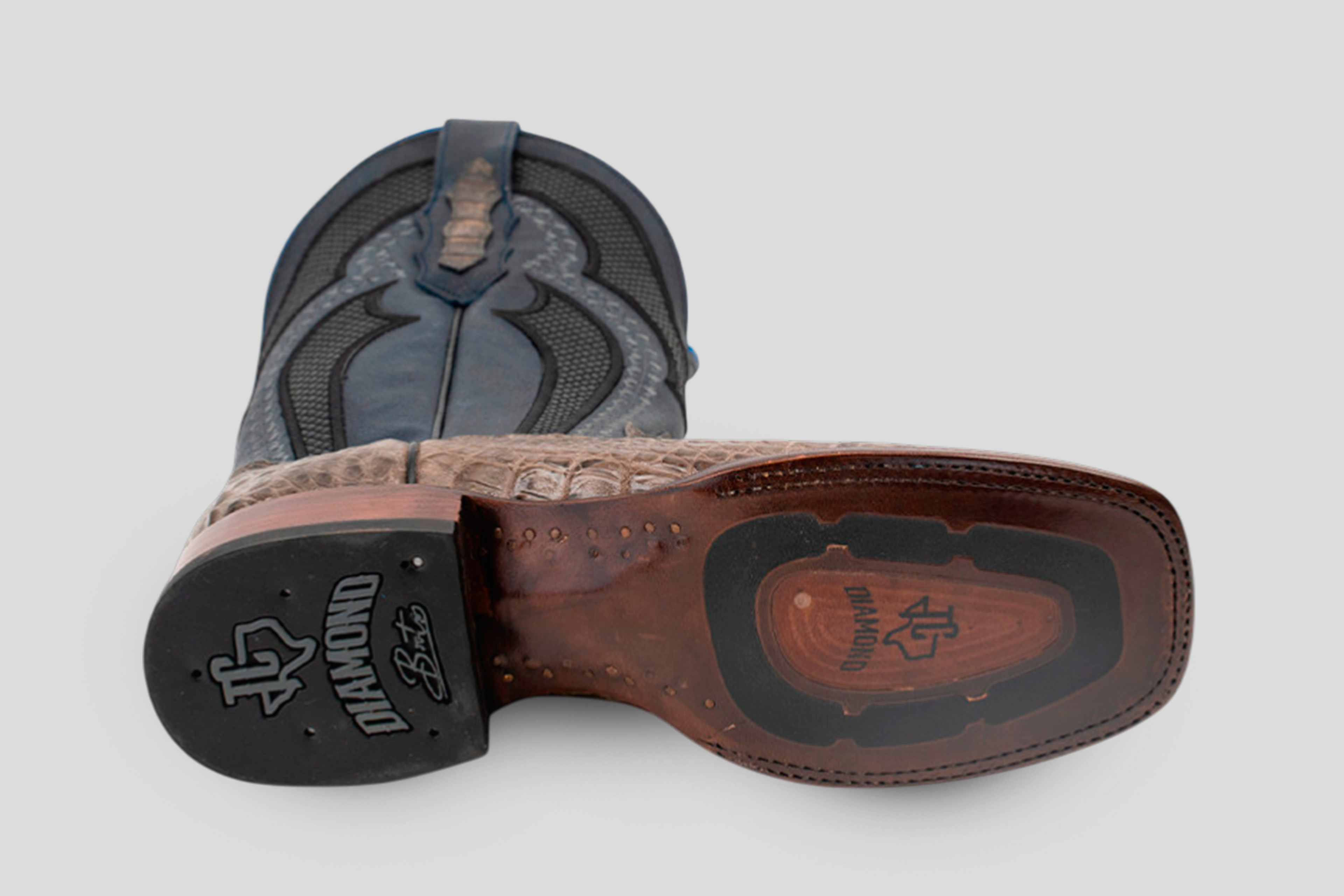 Ranger Caiman Hornback Boots - Gray - Square Toe