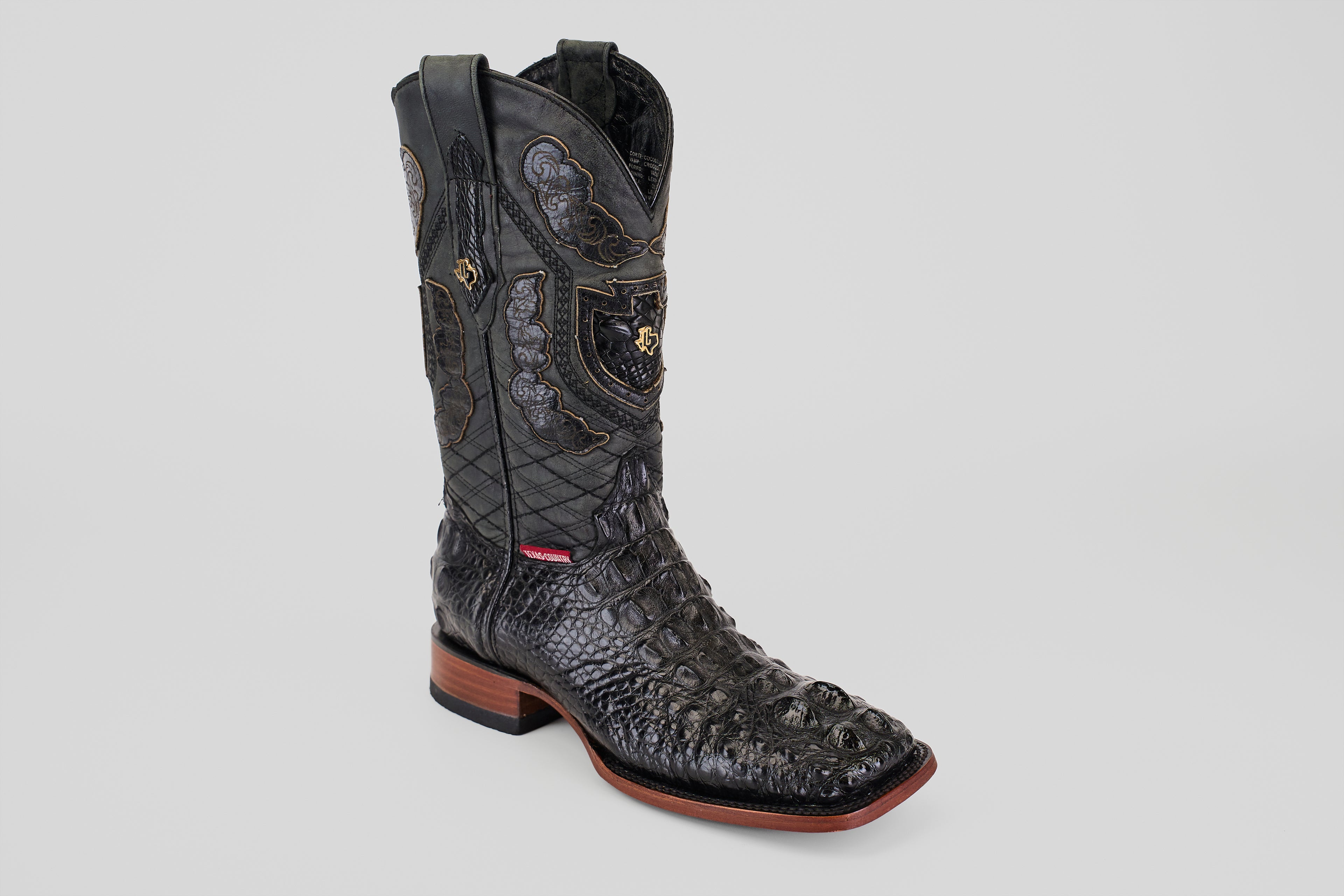 James Alligator Head Boots - Black - Square Toe (AP50)