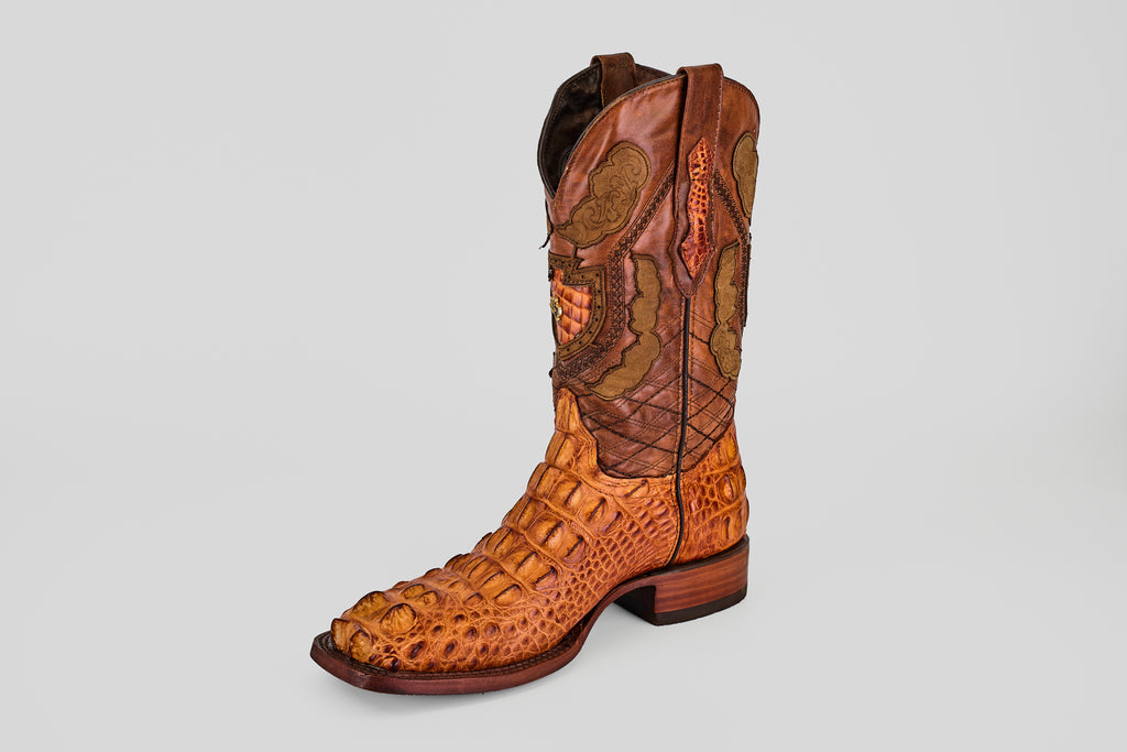 James Alligator Head Boots - Cognac - Square Toe (AP50)