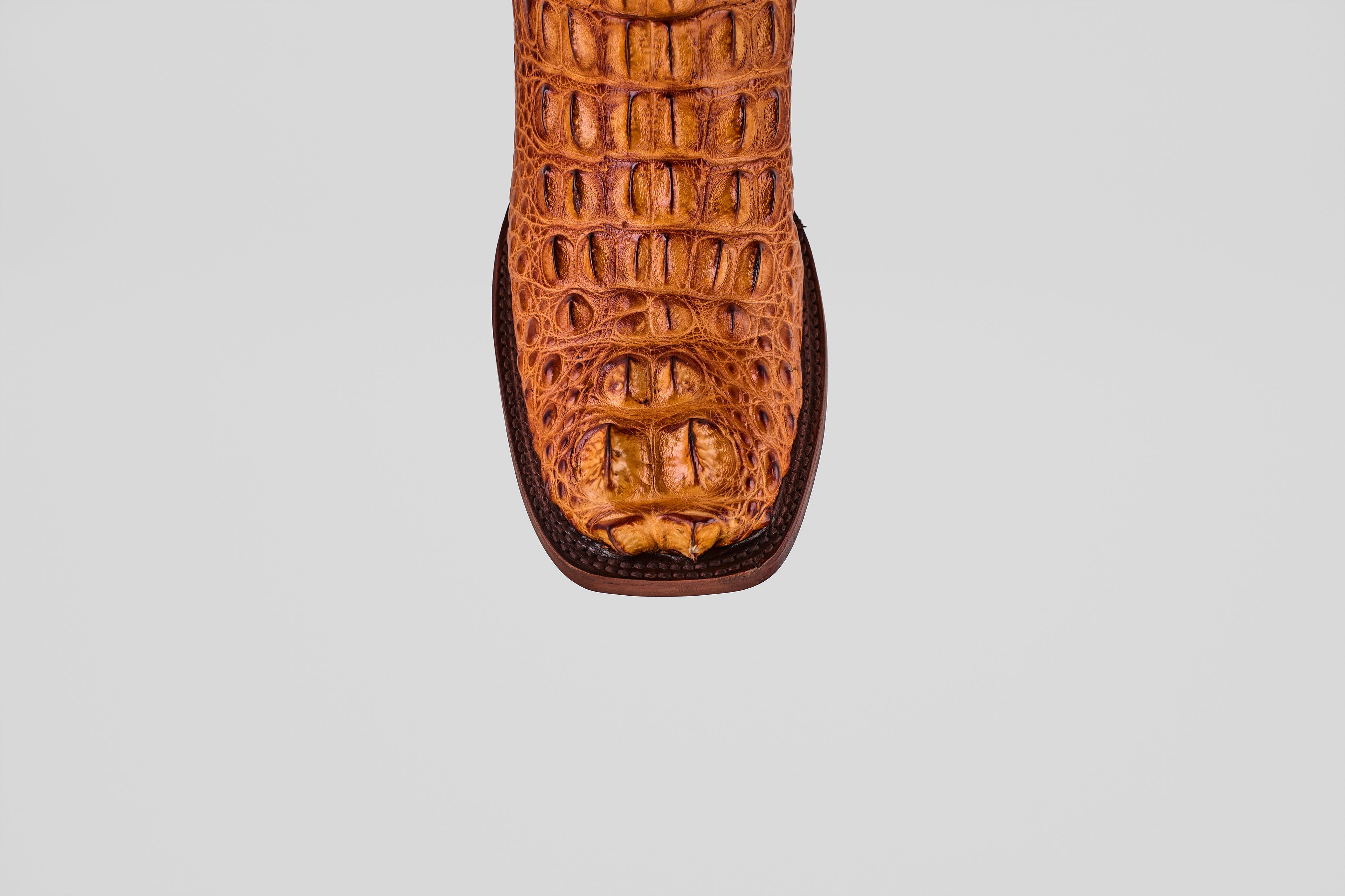 James Alligator Head Boots - Cognac - Square Toe (AP50)
