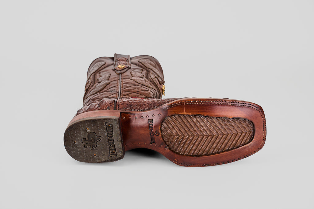 James Alligator Head Boots - Brown - Square Toe (AP50)