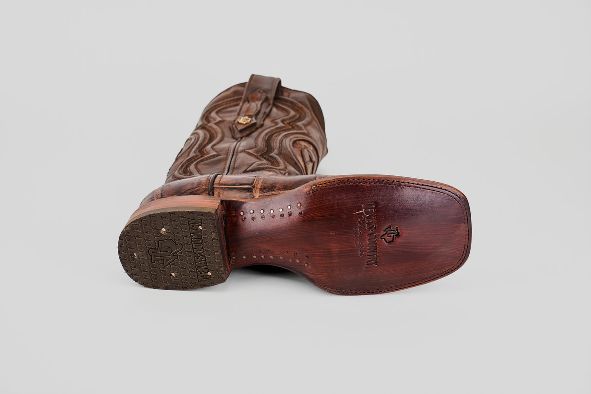 James - Rustic Brown - Square Toe (Alligator Hornback)