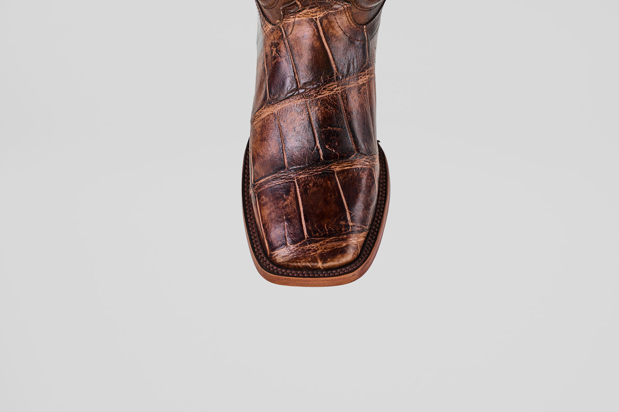 James - Rustic Brown - Square Toe (Alligator Hornback)