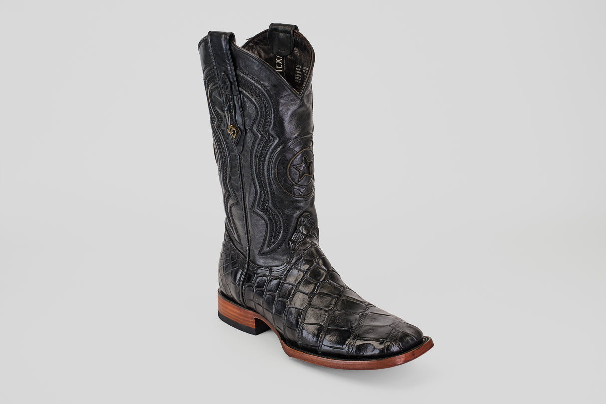 James - Black - Square Toe (Alligator Hornback)