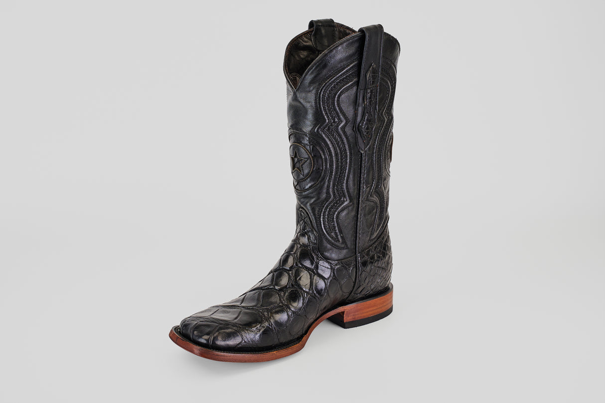 James - Black - Square Toe (Alligator Hornback)