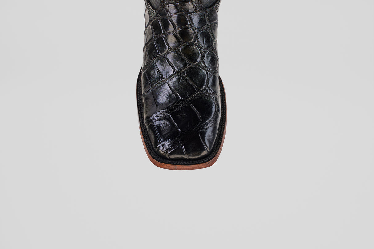 James - Black - Square Toe (Alligator Hornback)