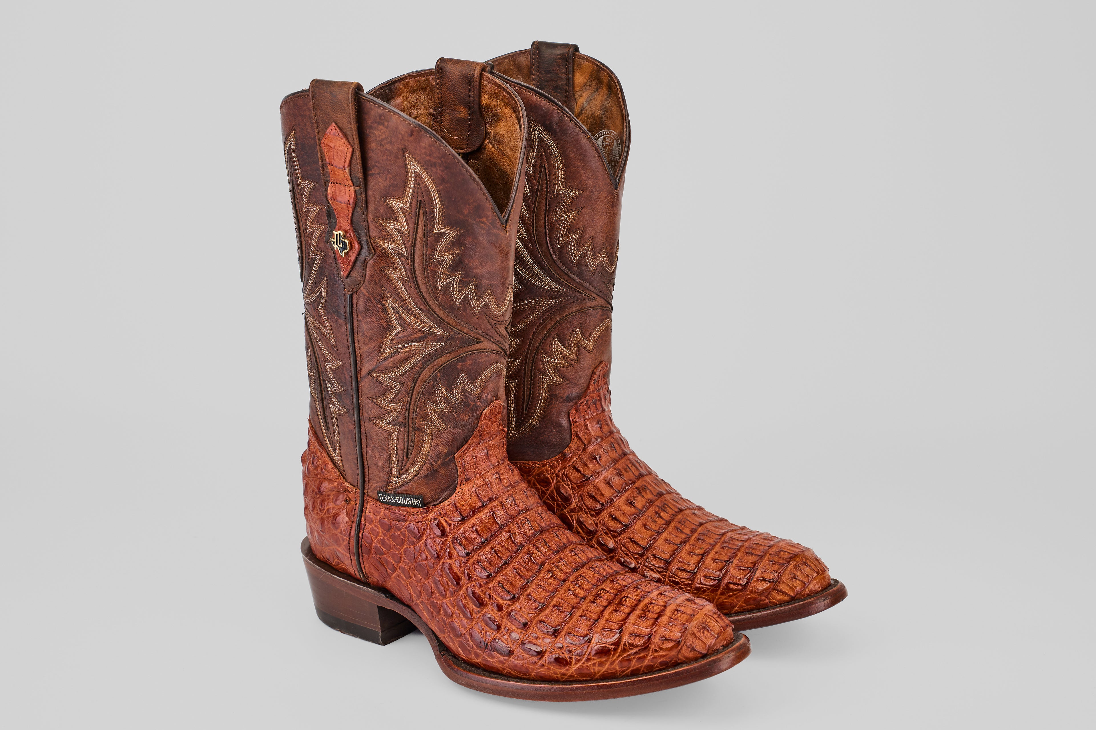 Rhodes Caiman Hornback Boots - Brandy - Round Toe (LM220)