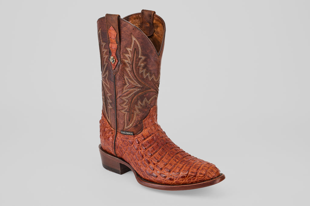 Rhodes Caiman Hornback Boots - Brandy - Round Toe (LM220)