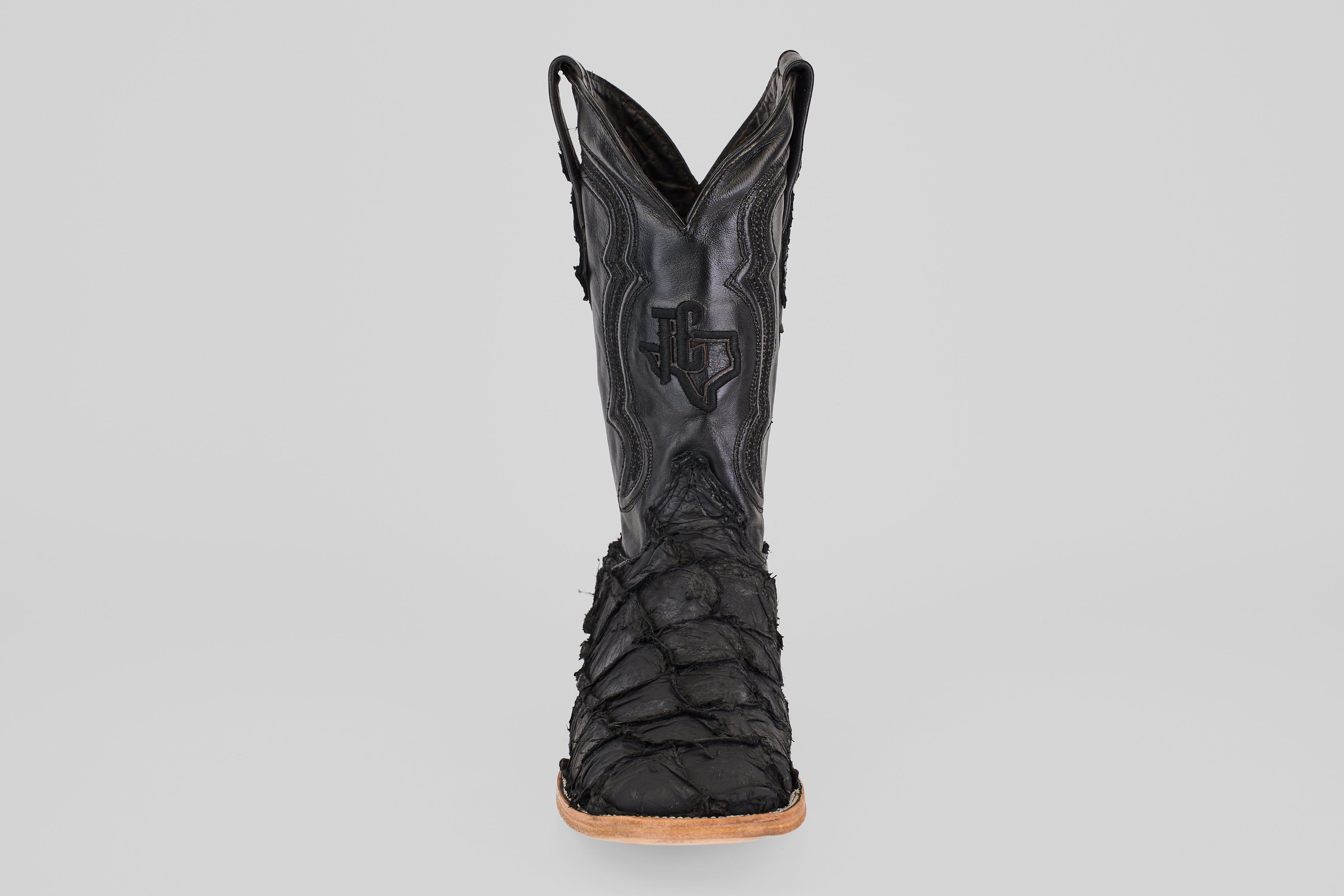 Connor Pirarucu Fish Boots - Matte Black - Square Toe (PZ60)