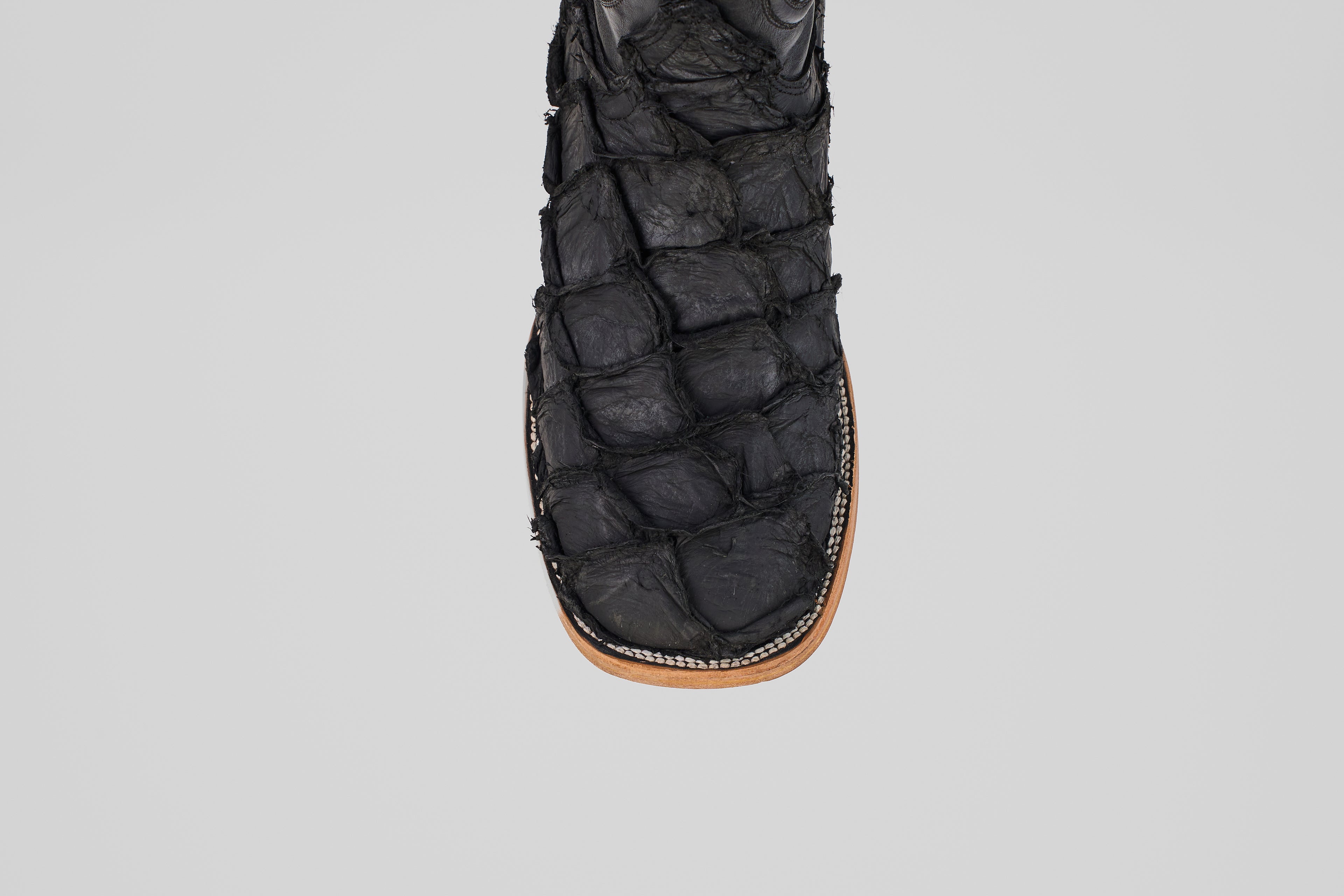 Connor Pirarucu Fish Boots - Matte Black - Square Toe (PZ60)
