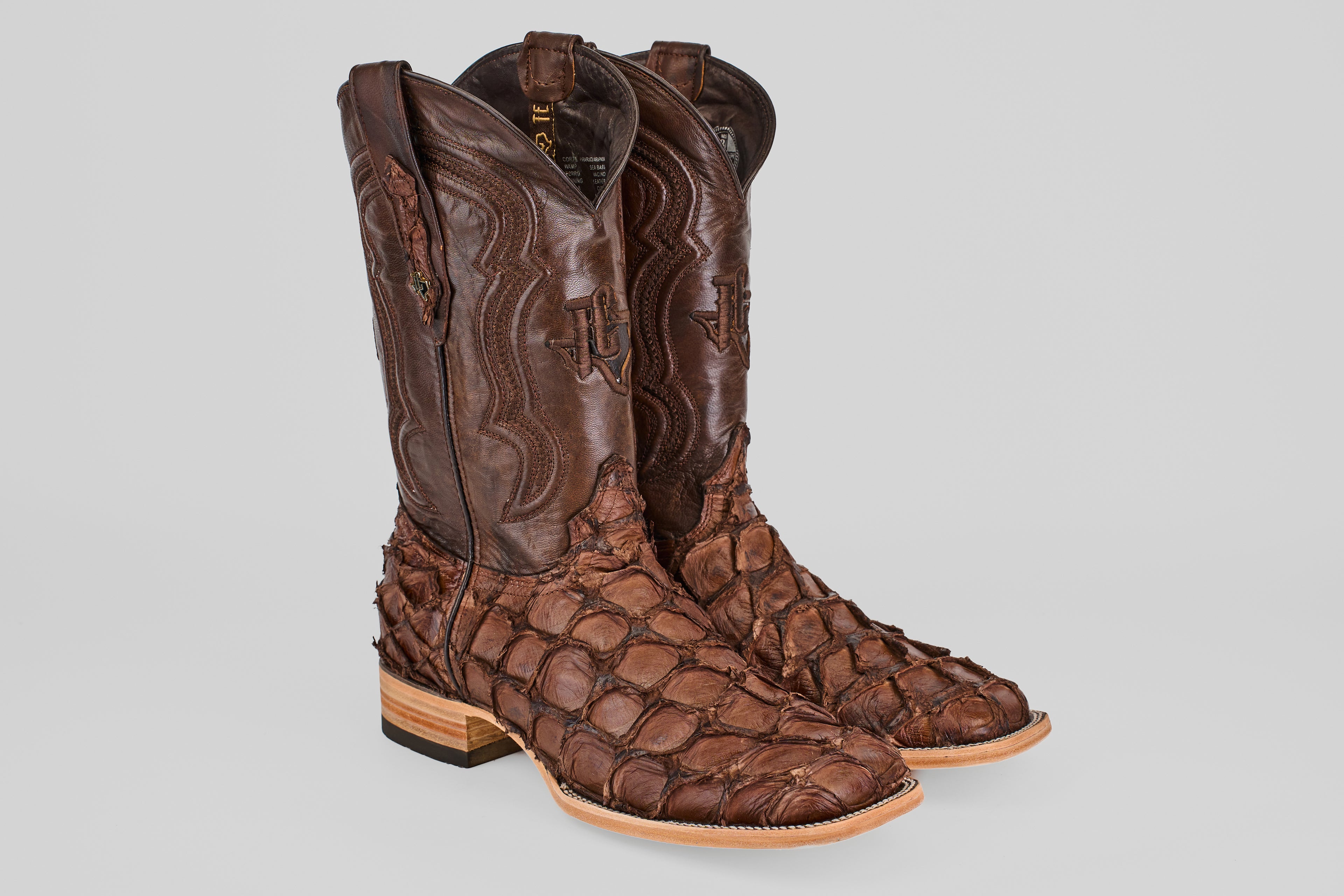Connor Pirarucu Fish Boots- Brown - Square Toe (PZ60)