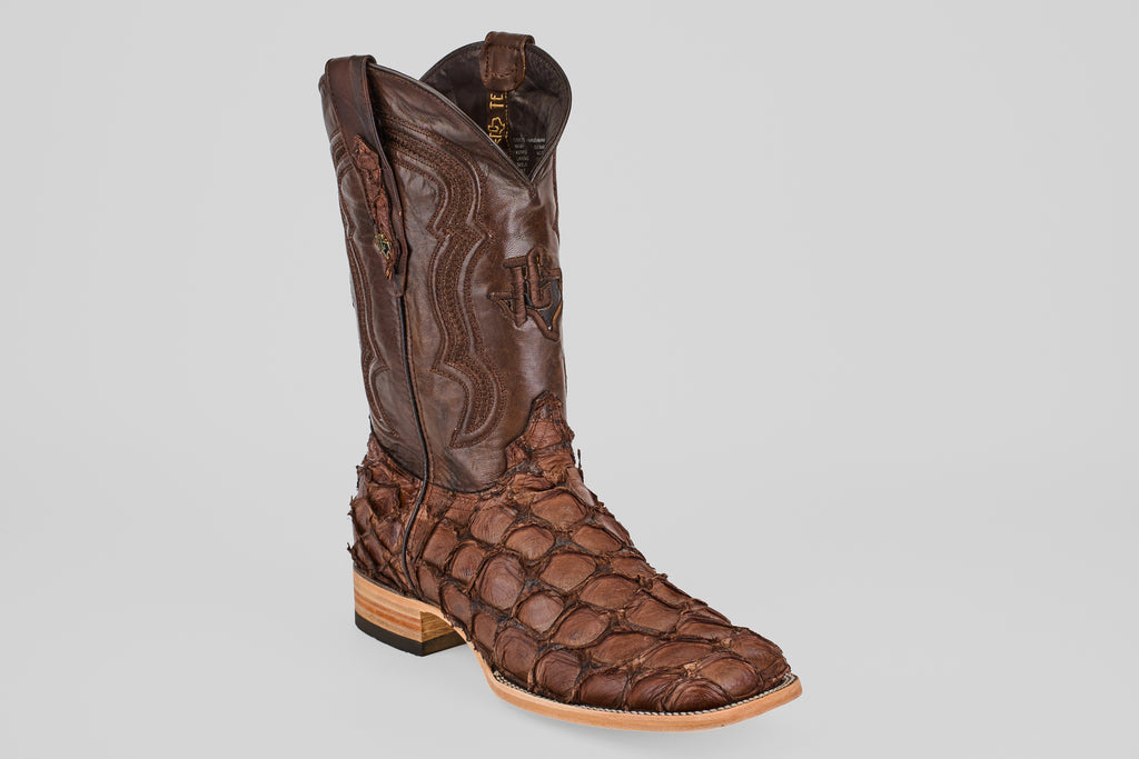 Connor Pirarucu Fish Boots- Brown - Square Toe (PZ60)