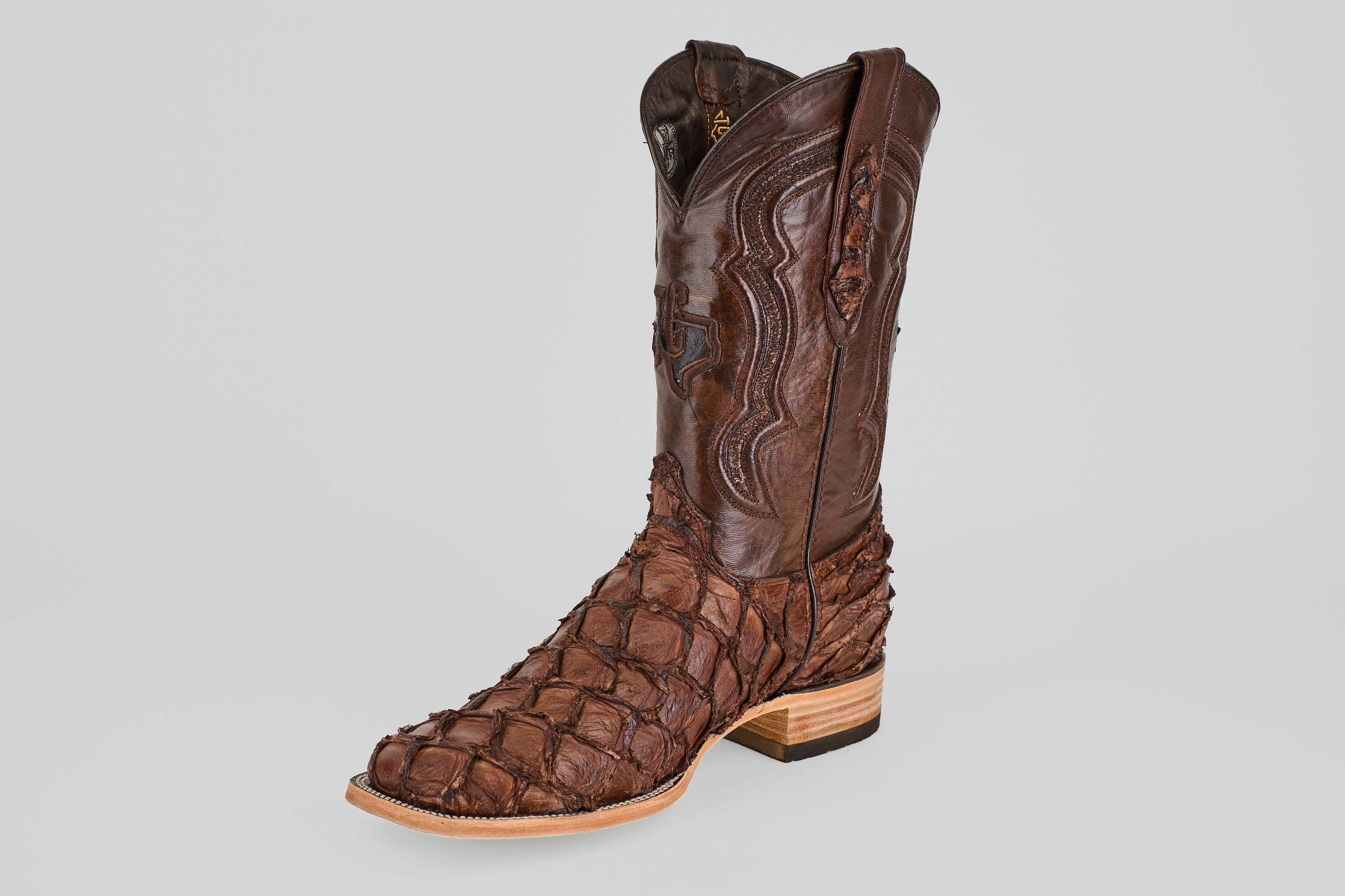 Connor Pirarucu Fish Boots- Brown - Square Toe (PZ60)