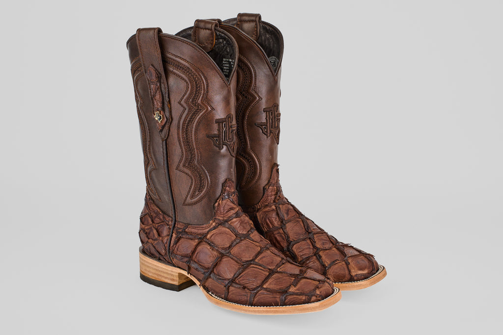 Connor Pirarucu Fish Boots - Matte Brown - Square Toe (PZ60)