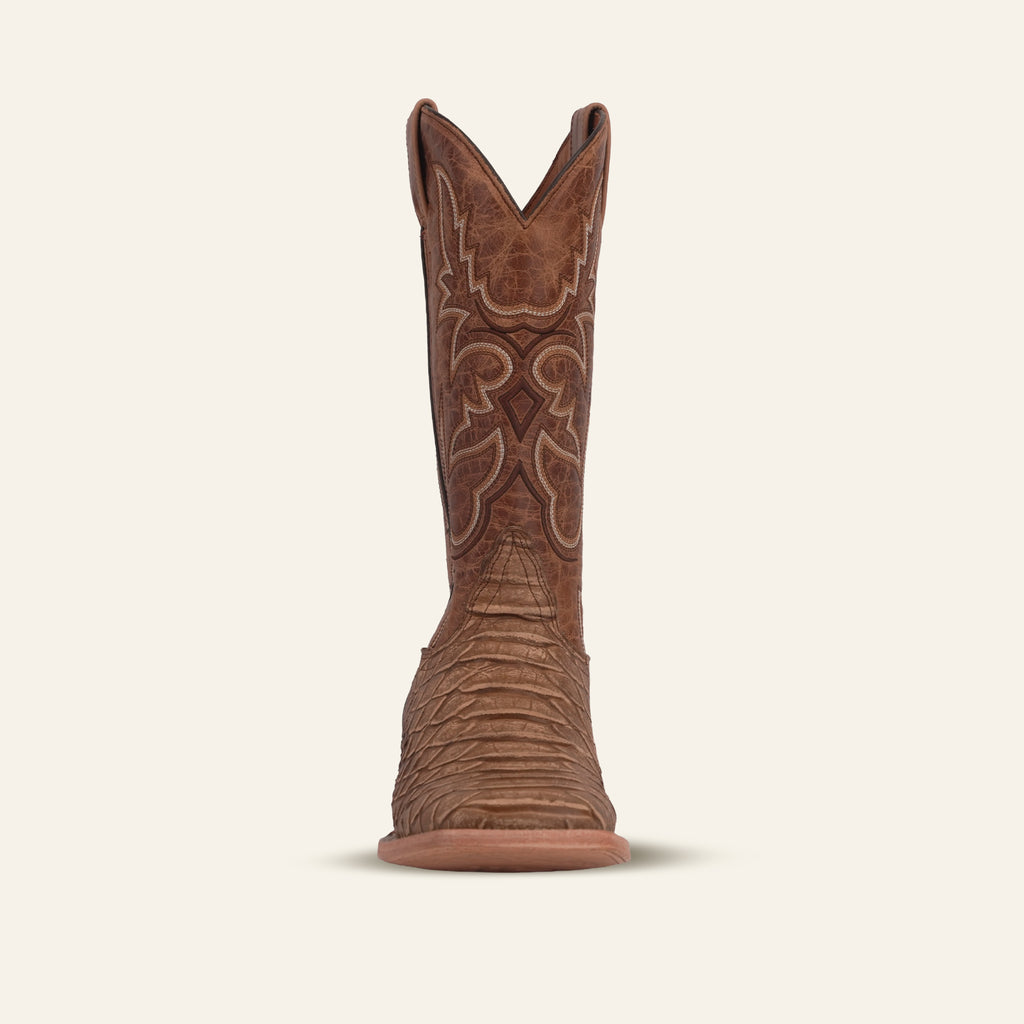 Jumbo Python Chocolate Boots - Embossed Leather - Square Toe (E681-26)