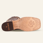 Python Camel Boots - Embossed Leather - Square Toe (E913)