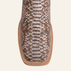 Python Camel Boots - Embossed Leather - Square Toe (E913)