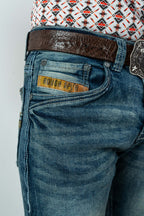 Rough Spur - Men's Dark Blue Boot Cut Denim Jeans (RS-007)