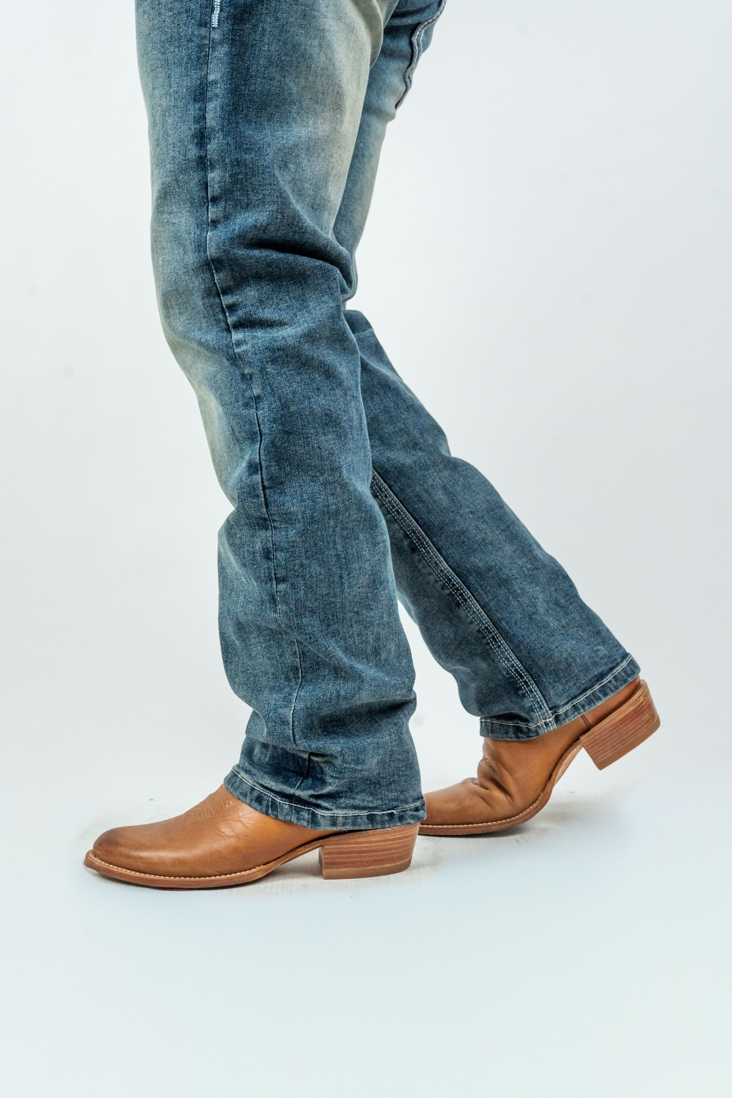 Rough Spur - Men's Dark Blue Boot Cut Denim Jeans (RS-007)