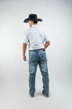 Rough Spur - Men's Boot Cut Light Blue Denim Jeans (RS-017)