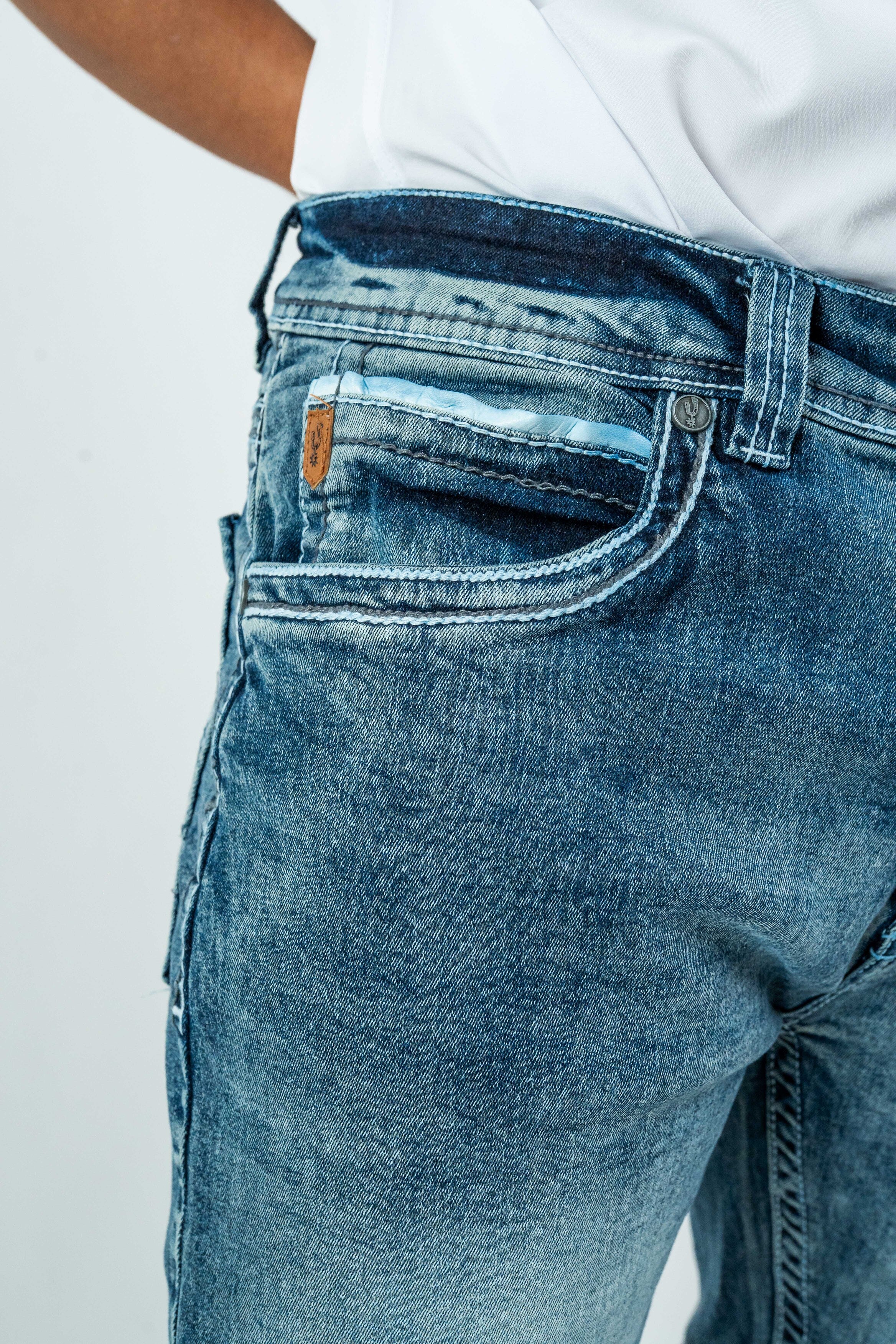 Rough Spur - Men's Boot Cut Light Blue Denim Jeans (RS-017)