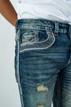 Rough Spur - Men's Straight Fit Dark Blue Denim Jeans (RS-015)