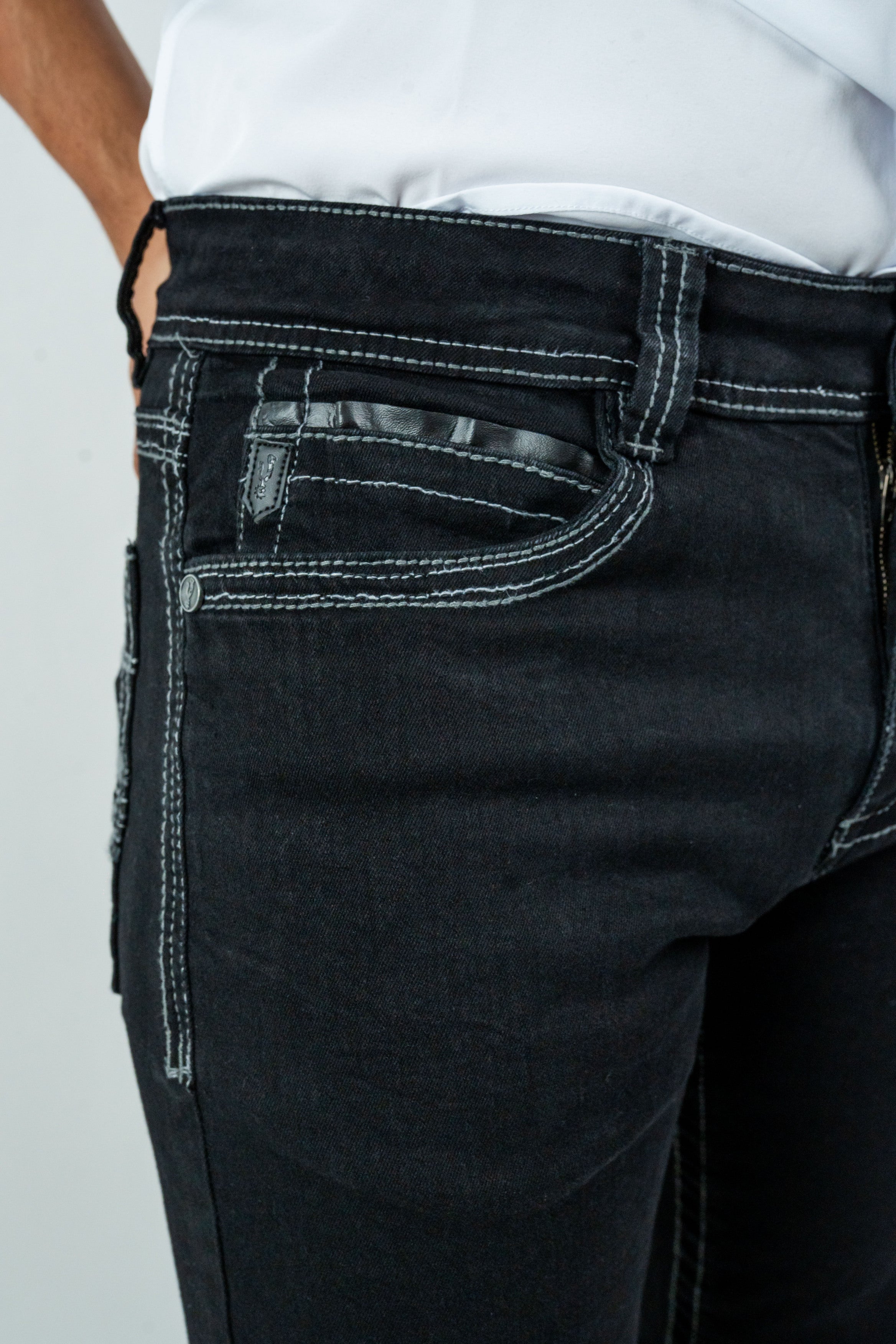 Rough Spur - Men's Boot Cut Black Denim Jeans (RS-008)