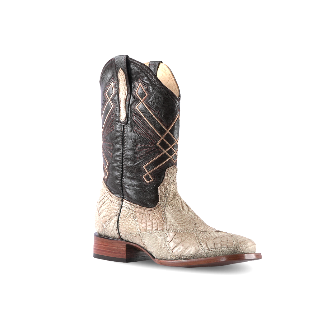 Texas Country Western Boot Bull Dog 8300 Caiman Lomo Coco Hueso rombos