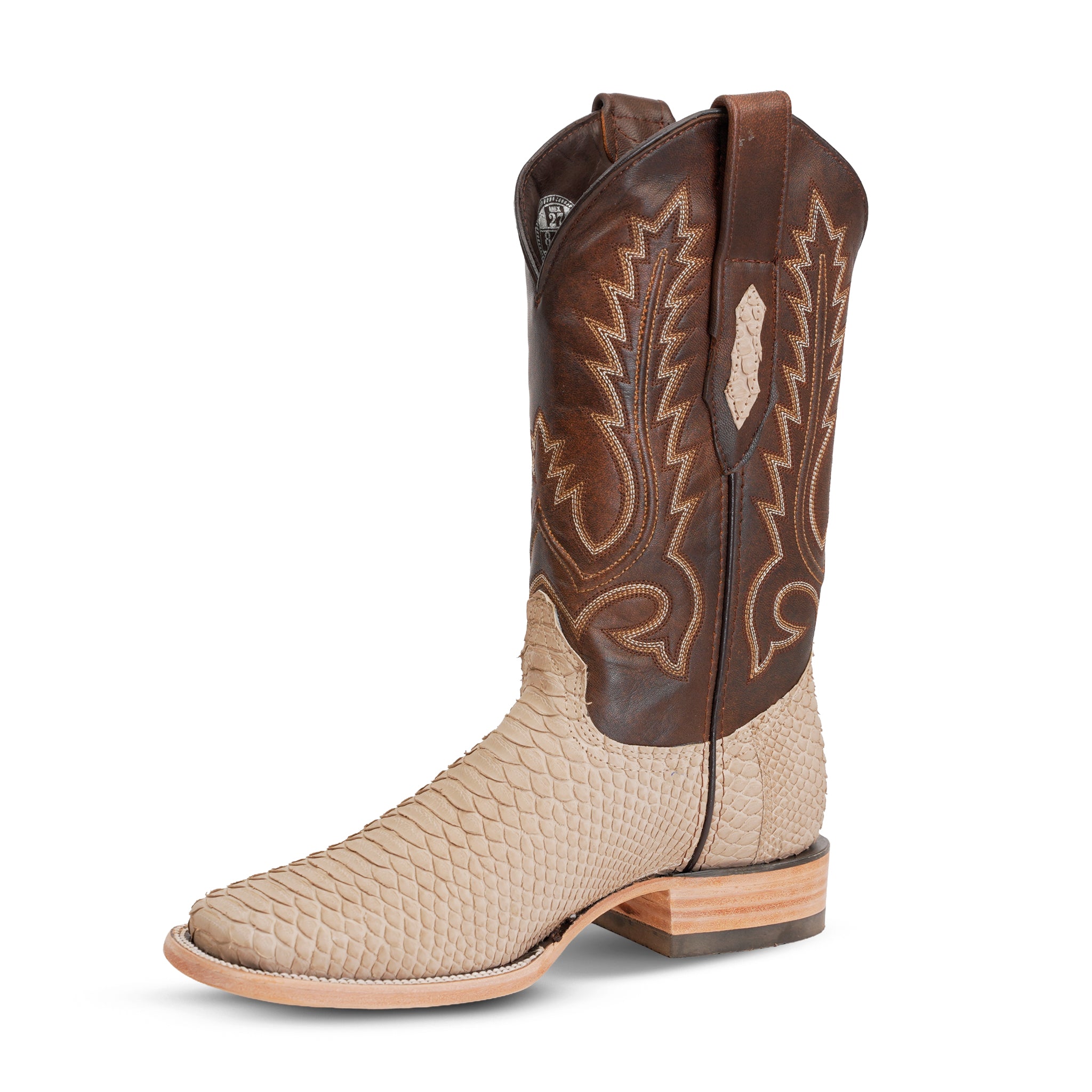 Tanner Cappuccino Python Boots - Square Toe (PN30)