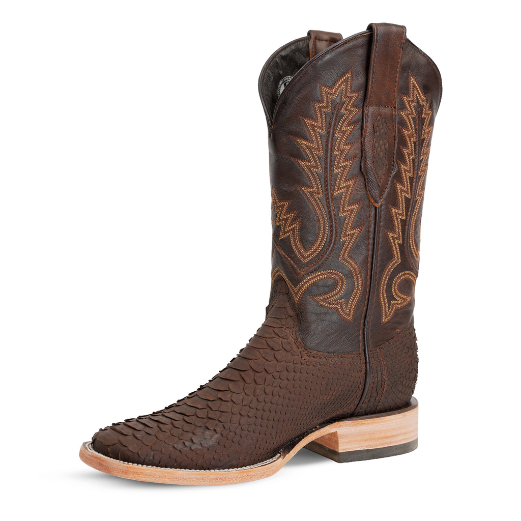 Tanner Python Boots - Matte Brown - Square Toe (PN30)