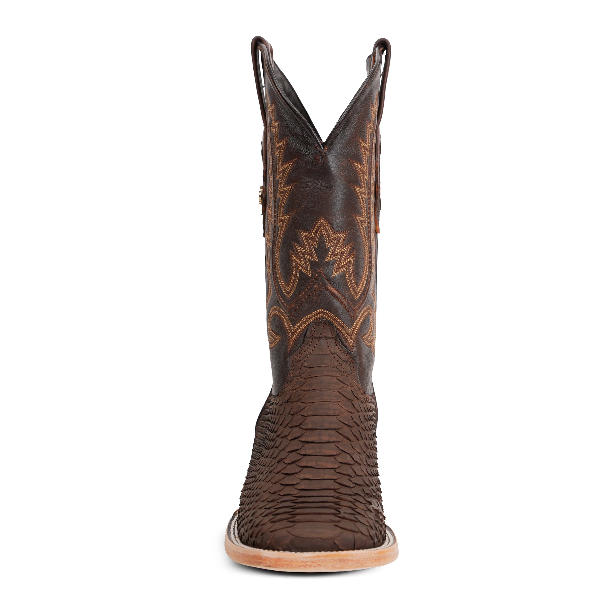 Tanner Python Boots - Matte Brown - Square Toe (PN30)