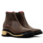 Alamo Brown Double Sole Ankle Boots - Square Toe (E1200) - Gomez Western Wear