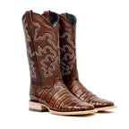 Alligator Belly Choco Cowboy Boots - Embossed Leather - Square Toe (E423) - Gomez Western Wear
