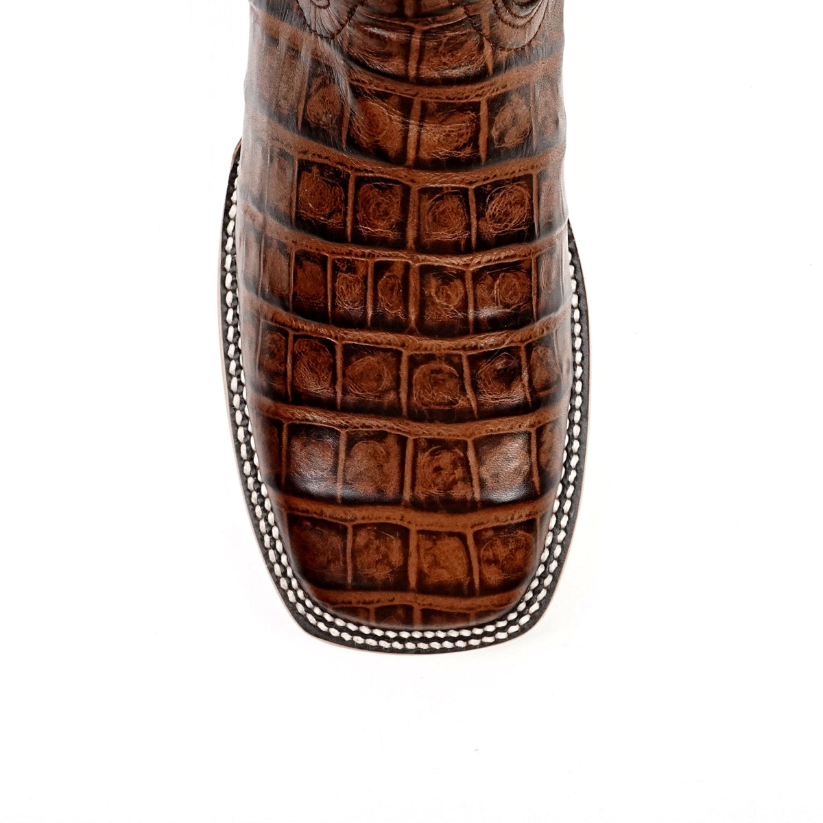 Alligator Belly Choco Cowboy Boots - Embossed Leather - Square Toe (E423) - Gomez Western Wear