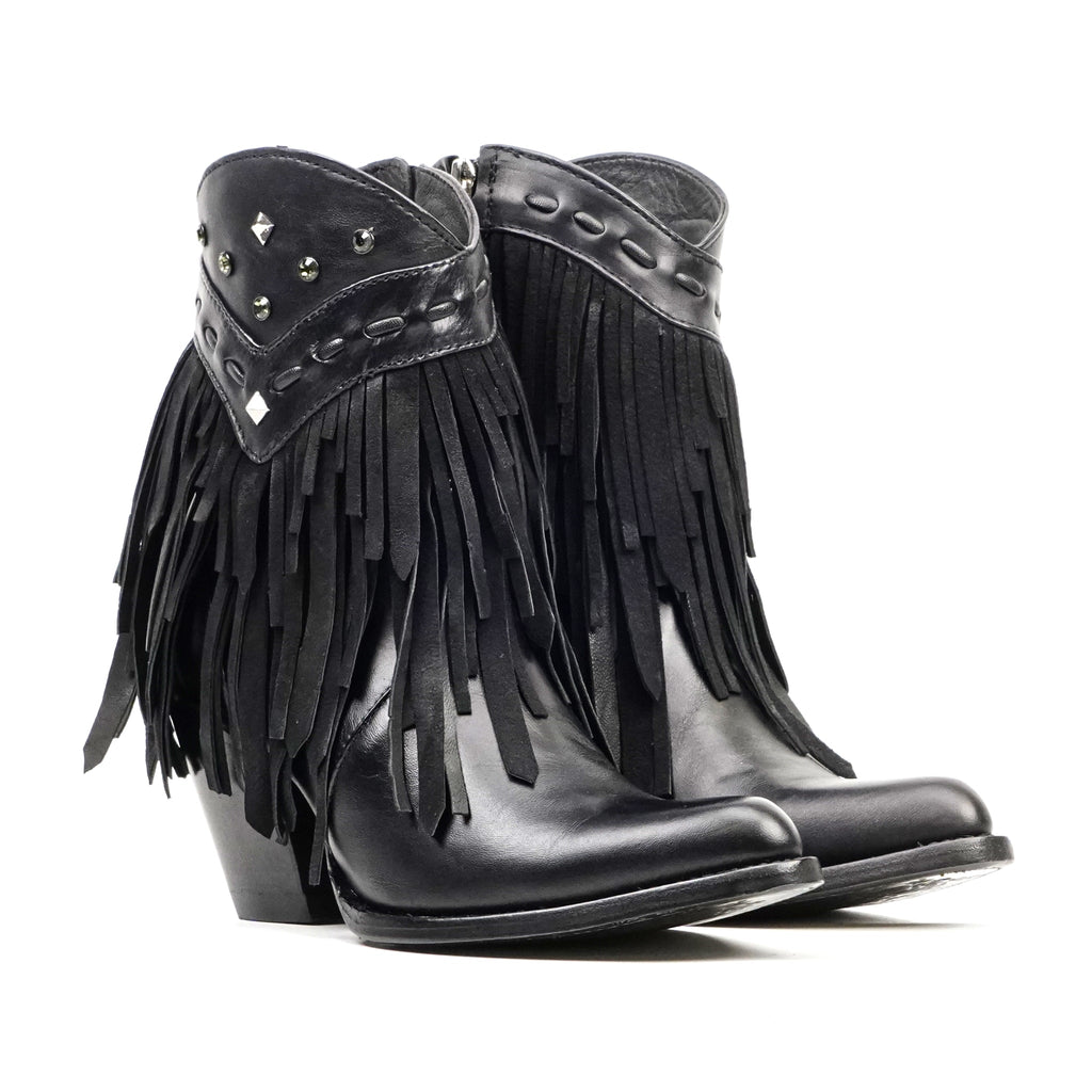 Austin Frills Black Booties - J Toe - Gomez Western Wear