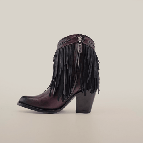 Austin Fringe Bootie Wine - J Toe - Gomez Western Wear