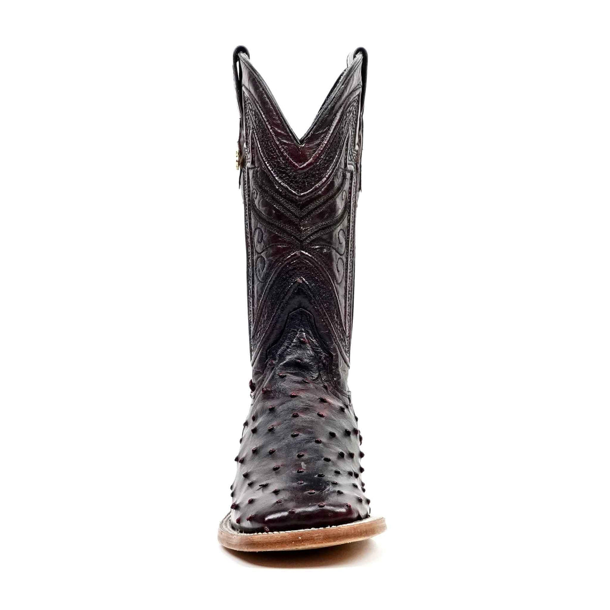 Austin Ostrich Boots - Black Cherry - Square Toe (AV20) - Gomez Western Wear