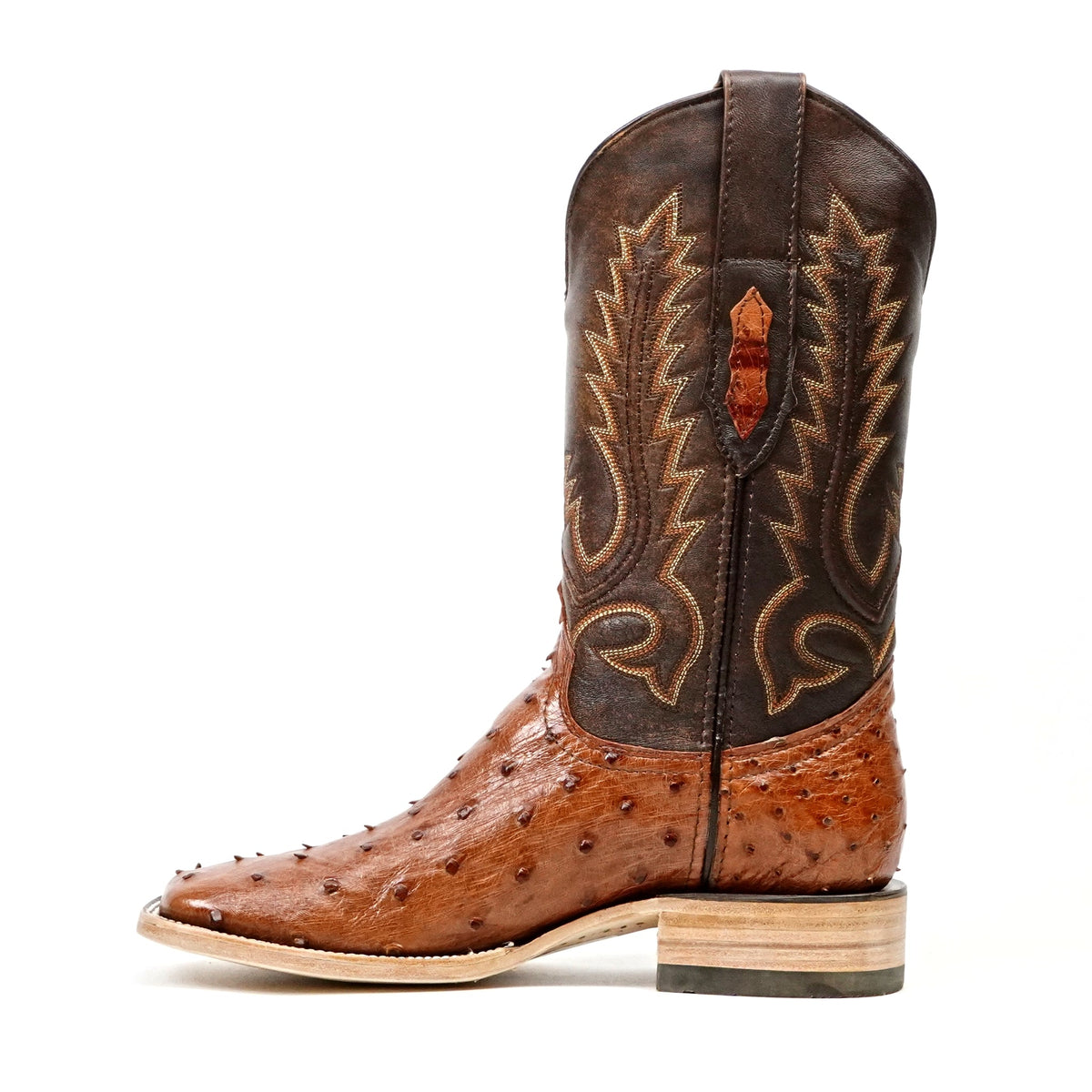Austin Ostrich Boots - Brandy - Square Toe (AV20) - Gomez Western Wear