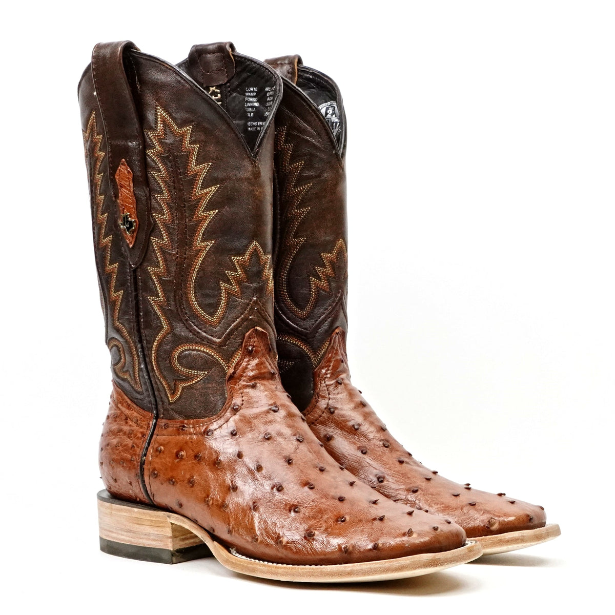 Austin Ostrich Boots - Brandy - Square Toe (AV20) - Gomez Western Wear