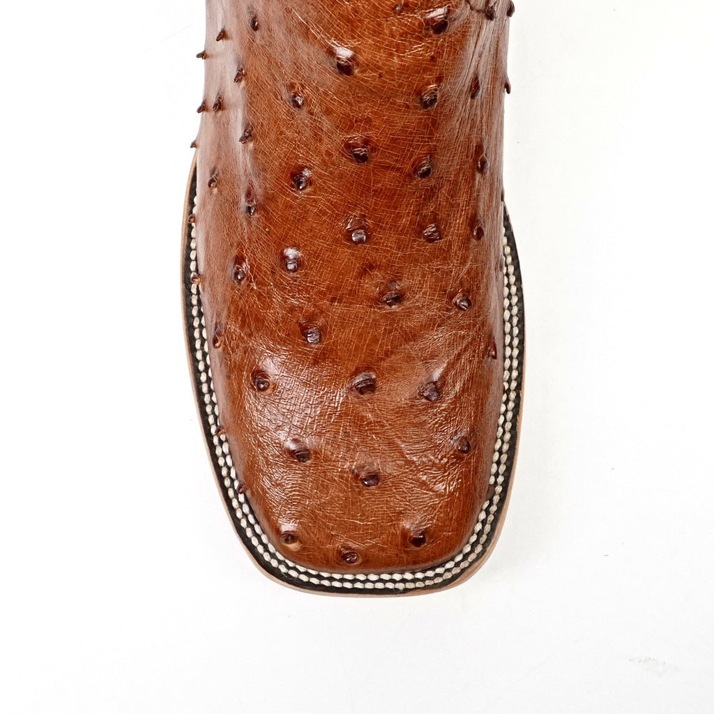 Austin Ostrich Boots - Brandy - Square Toe (AV20) - Gomez Western Wear