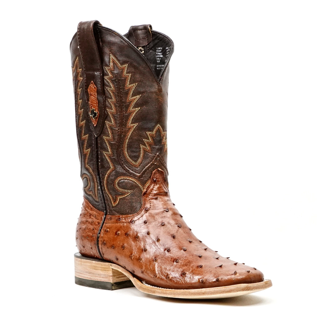 Austin Ostrich Boots - Brandy - Square Toe (AV20) - Gomez Western Wear