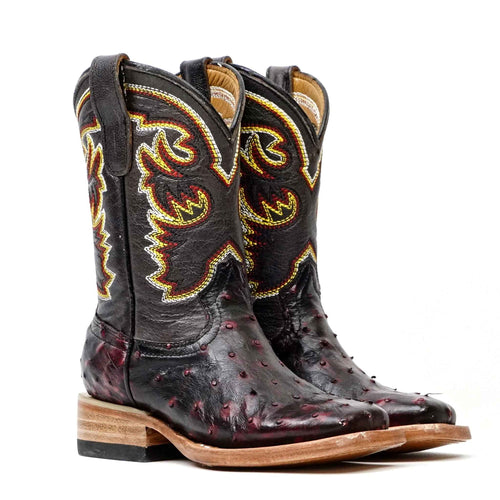 Avestruz Blackcherry / Old English Gris Oxford - Gomez Western Wear