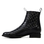 Black Snake Ankle Boots - Embossed Leather - Roper Toe (E955) - Gomez Western Wear
