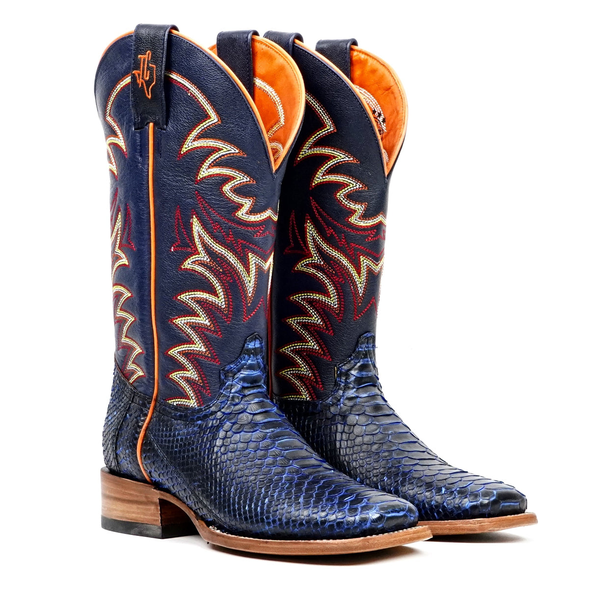 Braxton Python Boots - Navy Blue - Square Toe - Gomez Western Wear