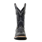 Cheyenne Black Leather Boots (Youth) - Slip-Resistant Sole - Rodeo Toe (E28) - Gomez Western Wear