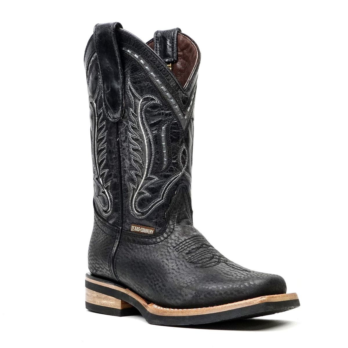 Cheyenne Black Leather Boots (Youth) - Slip-Resistant Sole - Rodeo Toe (E28) - Gomez Western Wear