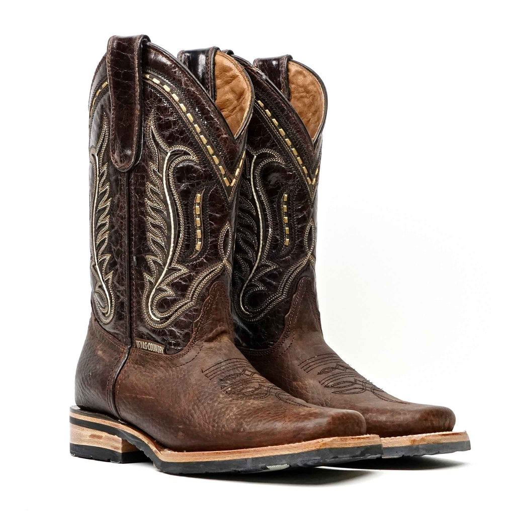 Cheyenne Choco Leather Boots (Youth) - Slip-Resistant Sole - Rodeo Toe (E28) - Gomez Western Wear