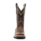 Cheyenne Choco Leather Boots (Youth) - Slip-Resistant Sole - Rodeo Toe (E28) - Gomez Western Wear