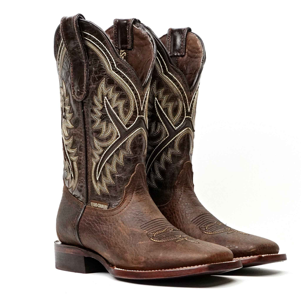 Cheyenne Choco Leather Boots (Youth) - Square Toe (E29) - Gomez Western Wear